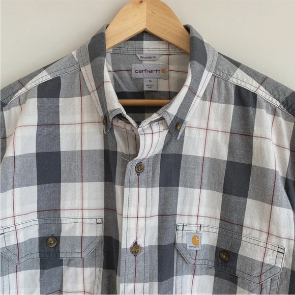 Carhartt Relaxed Fit Plaid Short Sleeve Button Down Shirt Size XL - Picture 3 of 8